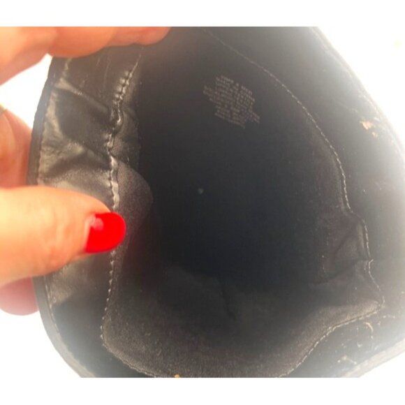 Elle Black Suede Pointed Toe Slouchy Heeled Mid-Calf Boots Size 6M Whimsigoth - Picture 13 of 14